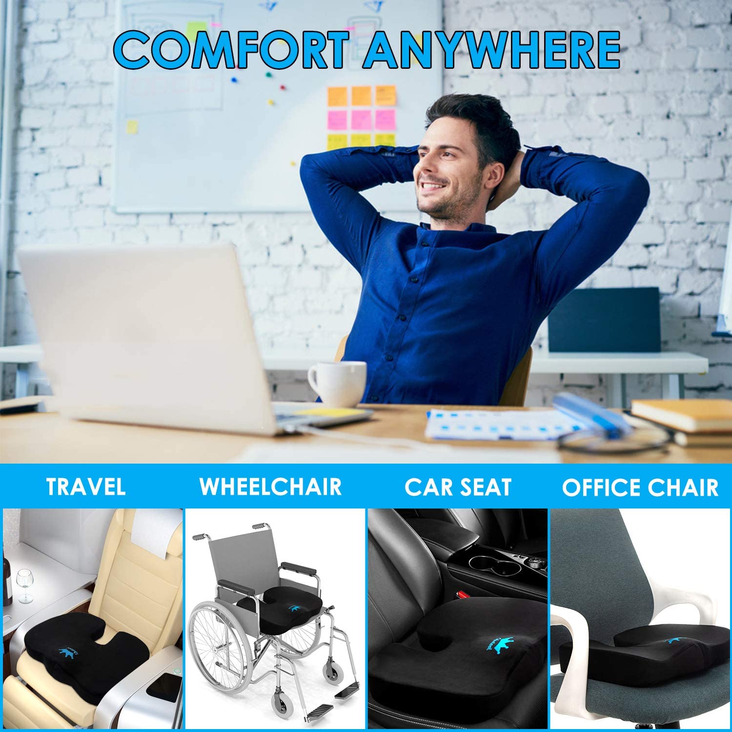 QUTOOL Memory Foam Coccyx Seat Cushion & Lumbar Support Pillow Black –  Qutool® Store