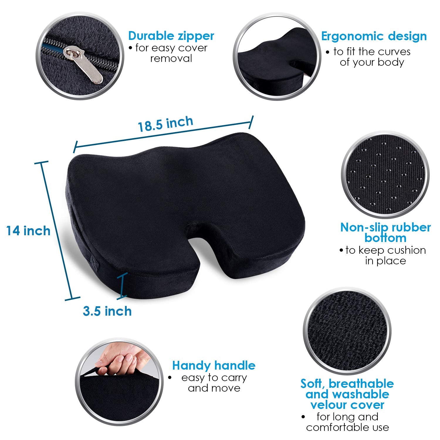 QUTOOL Memory Foam Coccyx Seat Cushion & Lumbar Support Pillow Black –  Qutool® Store