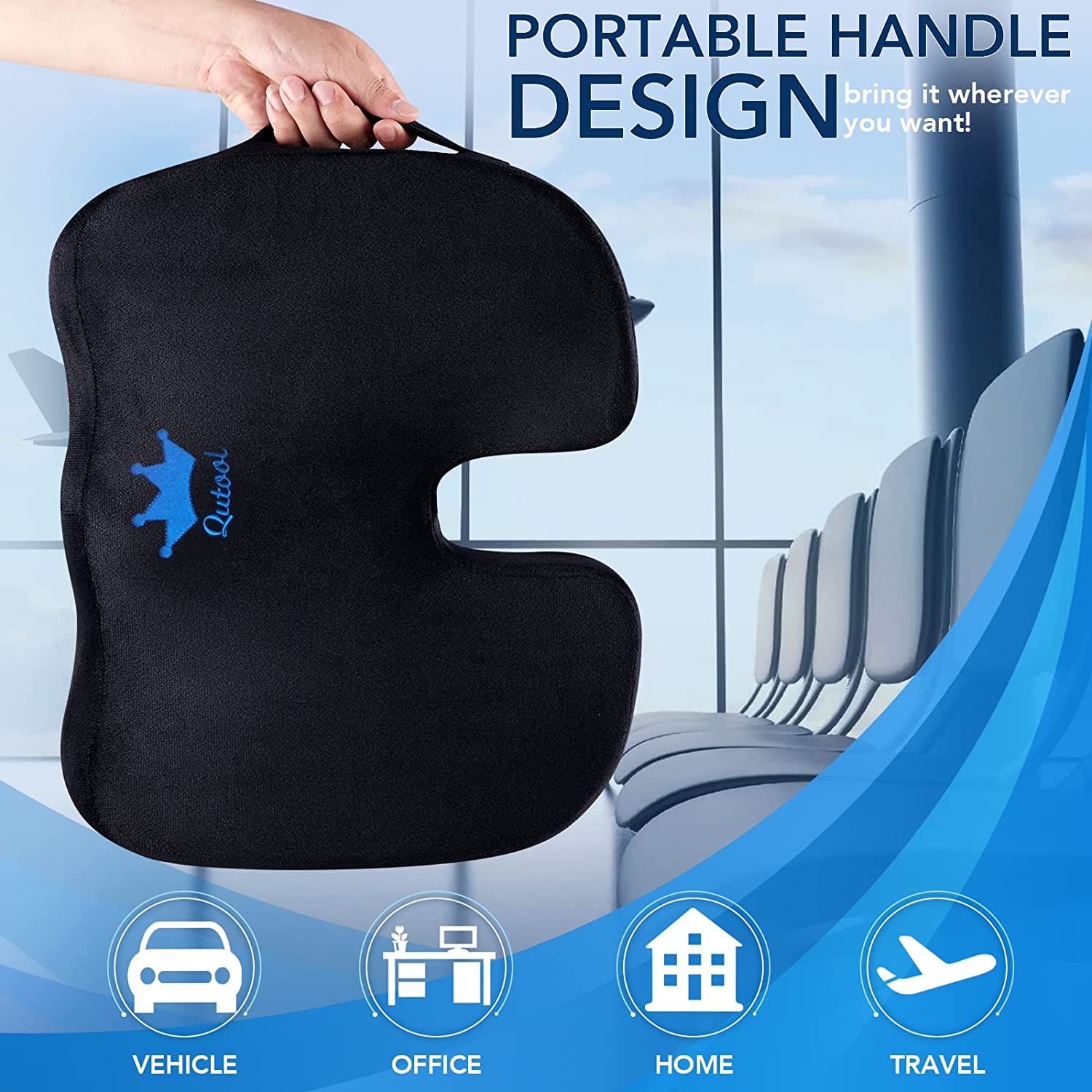 Qutool Orthopedic Seat Cushion & Lumbar Support Pillow